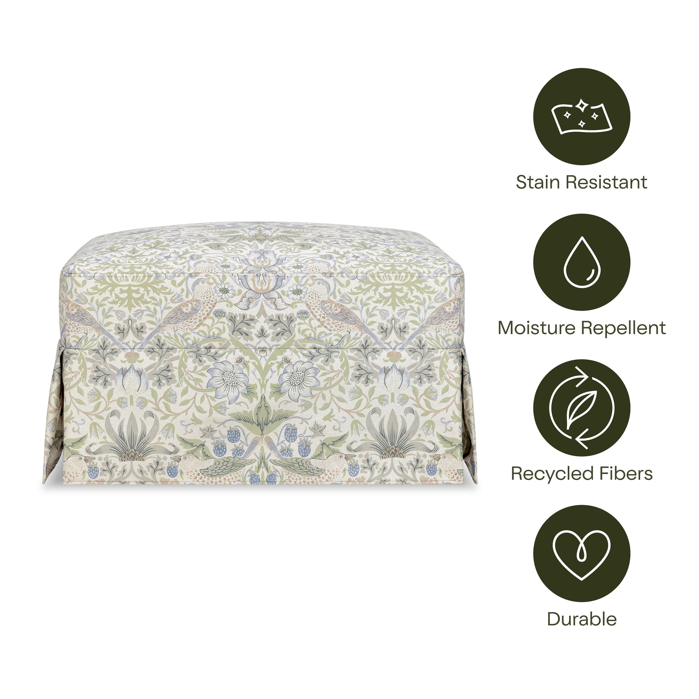 M21785TTFT,Crawford Gliding Ottoman in Strawberry Thief in Fig & Thyme