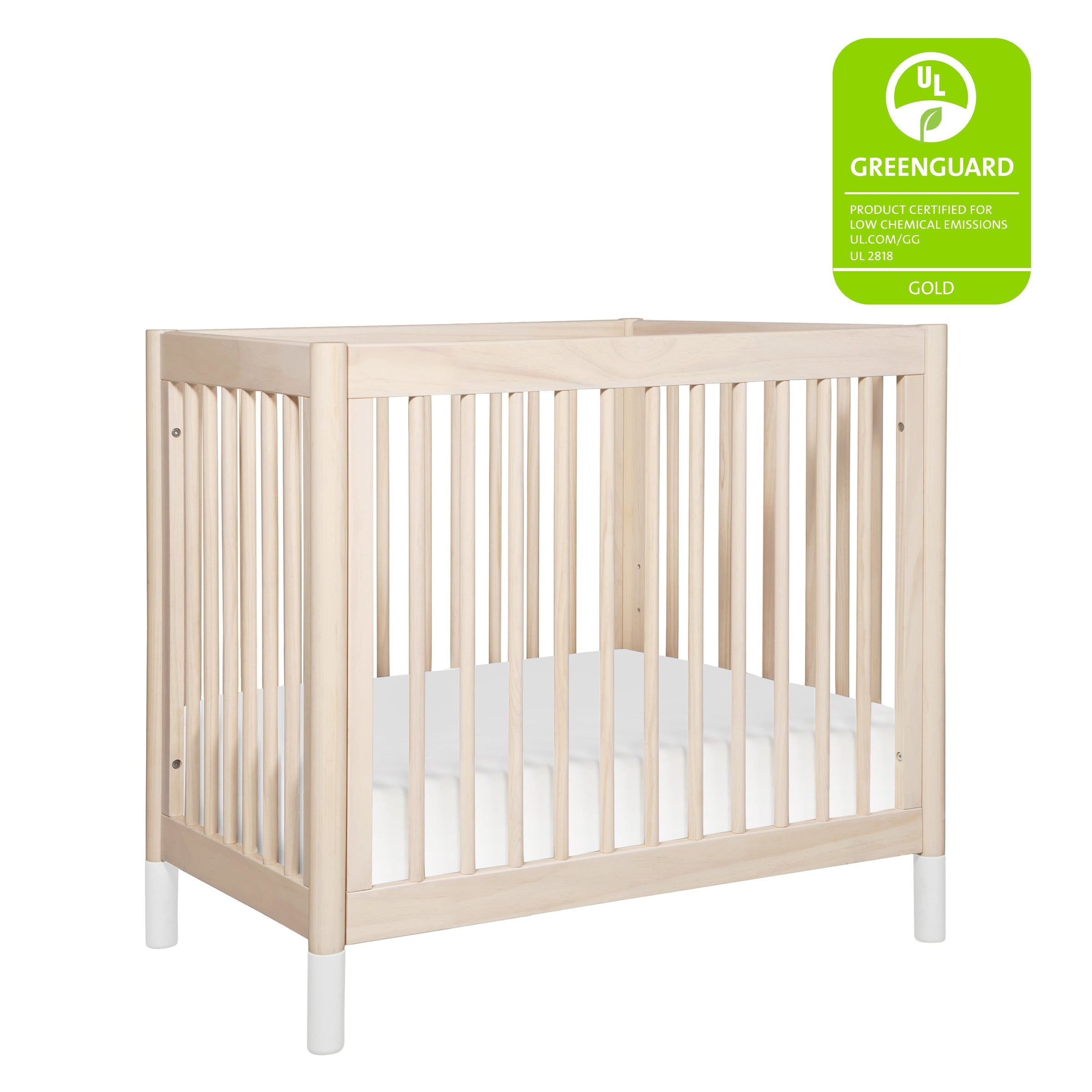 M12998NXW,Gelato 4-in-1 Convertible Mini Crib and Twin bed in Washed Natural Finish w/White Feet