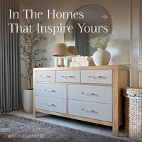 M24816HYPSEW,Eloise 7-Drawer Assembled Dresser in Honey & Performance Sand Eco-Weave