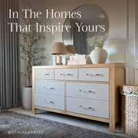 M24816HYPSEW,Eloise 7-Drawer Assembled Dresser in Honey & Performance Sand Eco-Weave