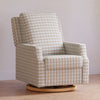 M22286TGHLB,Crewe Electronic Swivel Glider Recliner in Tan Gingham with Light Wood Base