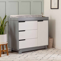 M4223GW,Hudson 3-Drawer Changer Dresser w/Removable Changing Tray in Grey/White