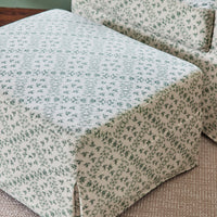 M21785GLT,Sarah Flint x Namesake Crawford Gliding Ottoman in Green Lattice Performance Eco-Weave