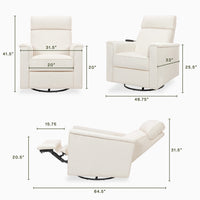 B17183YC,Willa Deluxe Power Glider Recliner w/Heat&Massage in Ivory Corduroy