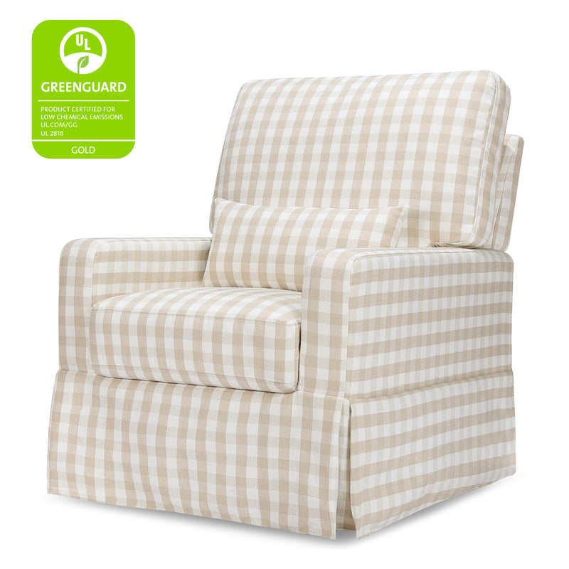 M21787TGH,Crawford Pillowback Comfort Swivel Glider in Tan Gingham