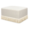 M21785WBIF,Crawford Gliding Ottoman in Ivory Boucle with Ivory Tassel Fringe