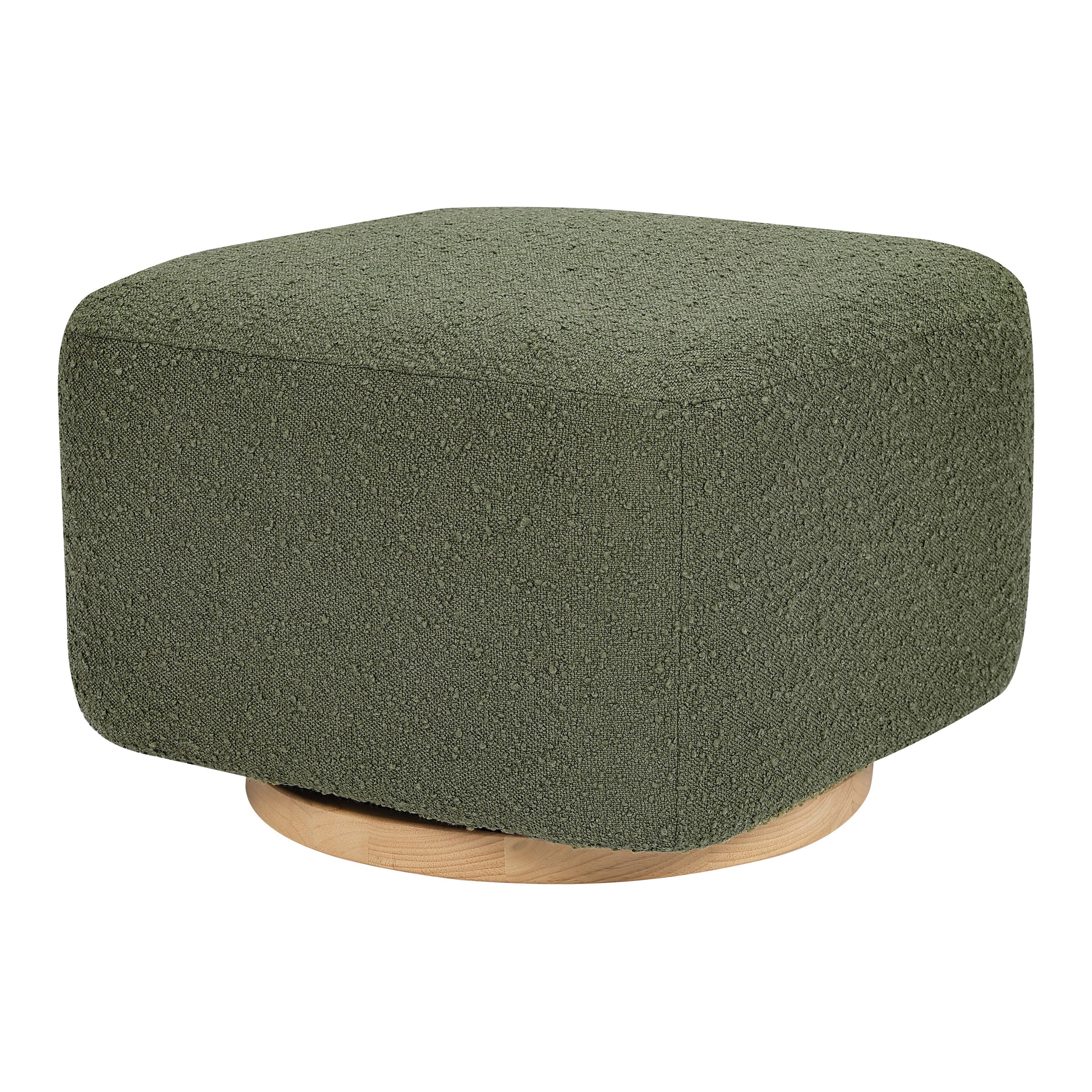 M26385OBLB,Kiwi Gliding Ottoman in Olive Boucle w/ Light Wood Base