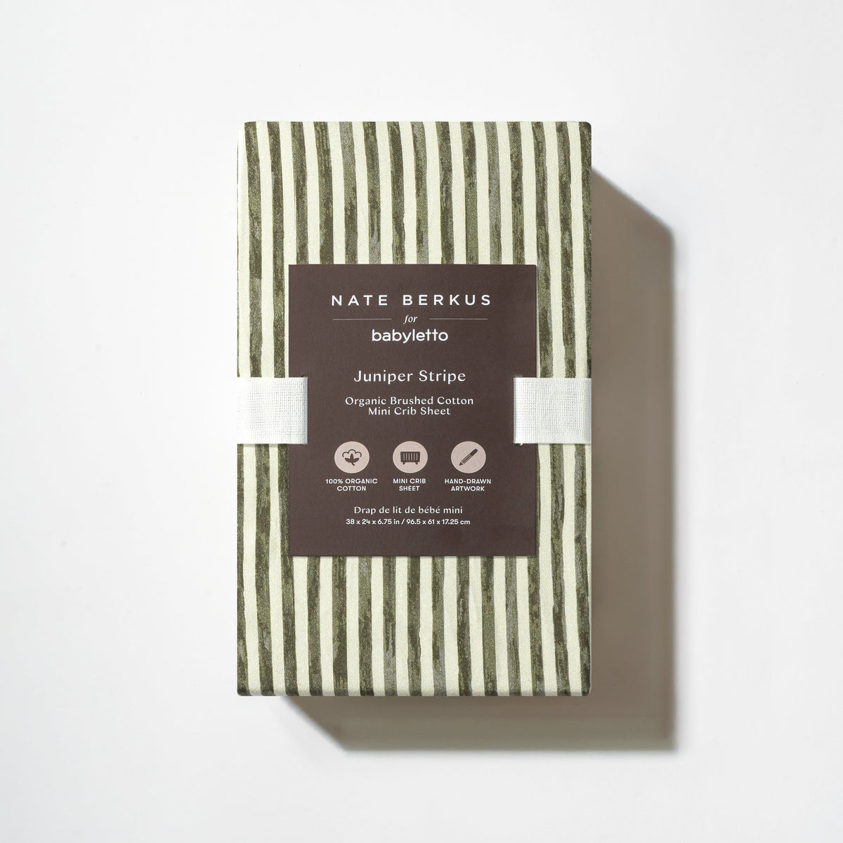 T34336JS,Nate Berkus x Babyletto Mini Crib Sheet in Juniper Stripe