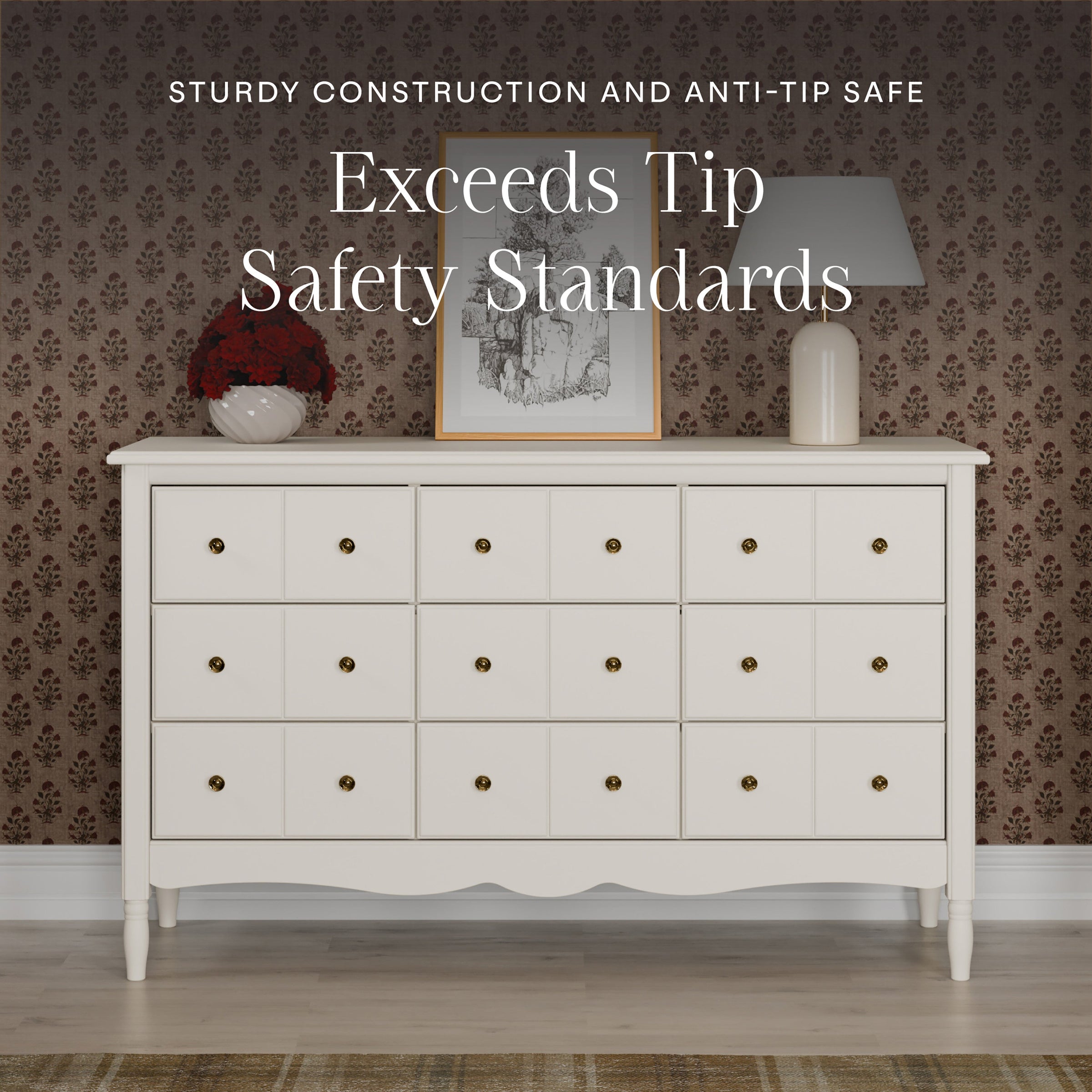 M7128RW,Liberty 9-Drawer Assembled Dresser in Warm White