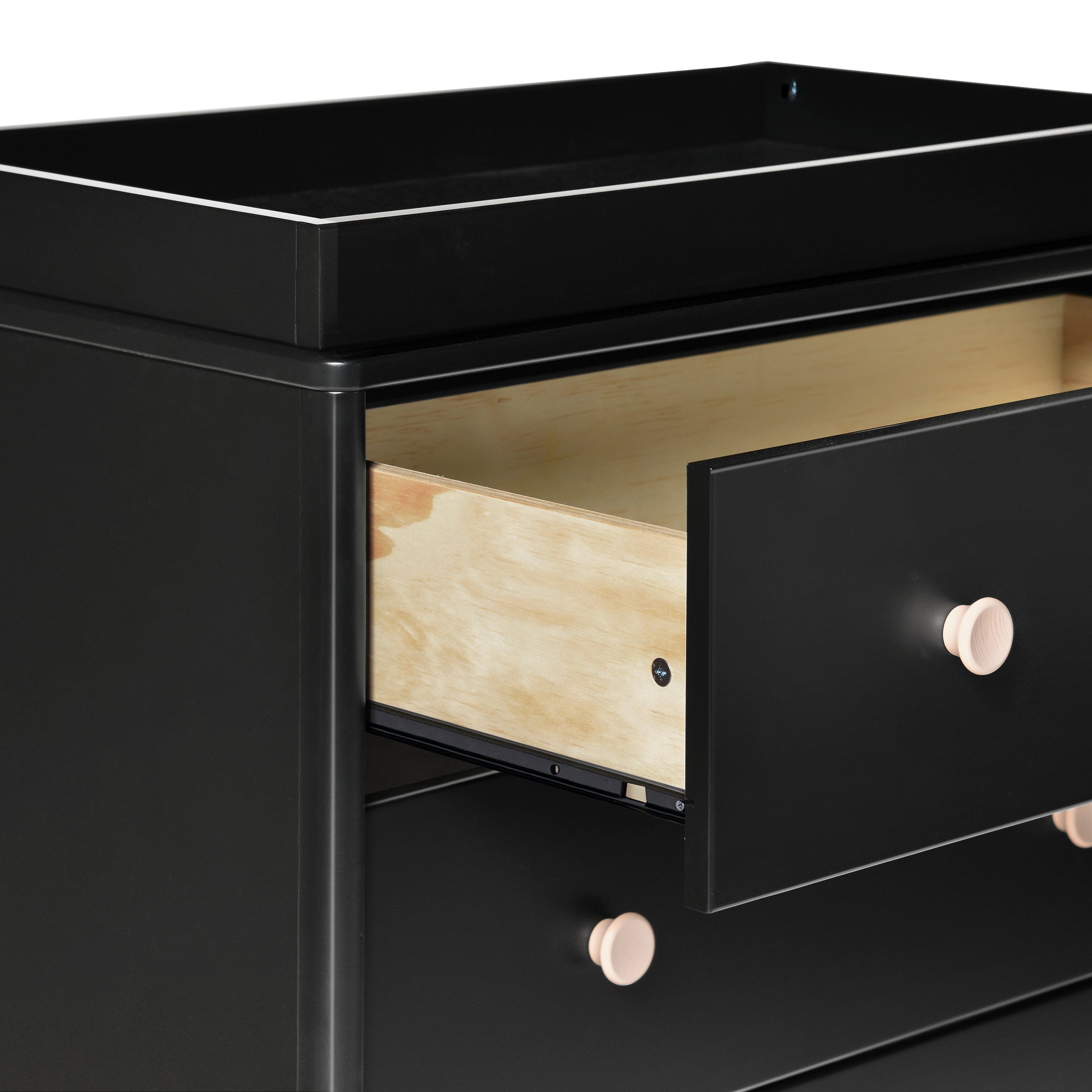 M9023BNX,Lolly 3-Drawer Changer Dresser w/Removable Changing Tray in Black/Washed Natural