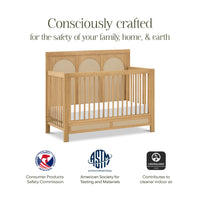 M24801HYPSEW,Eloise 4-in-1 Convertible Crib in Honey & Performance Sand Eco-Weave