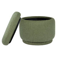 M22985OB,Enoki Storage Ottoman in Olive Boucle