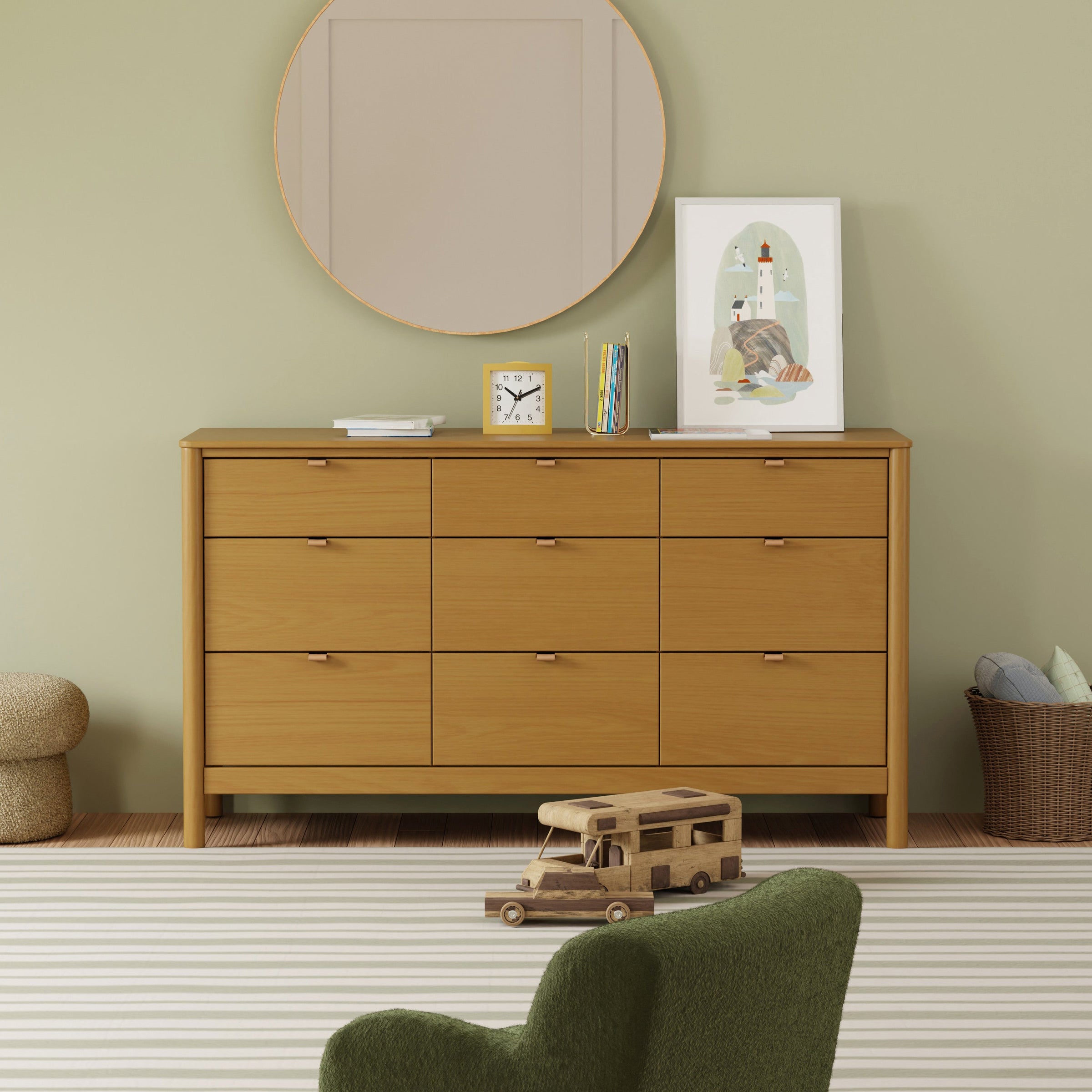 M25928HY,Bondi 9-Drawer Assembled Dresser in Honey
