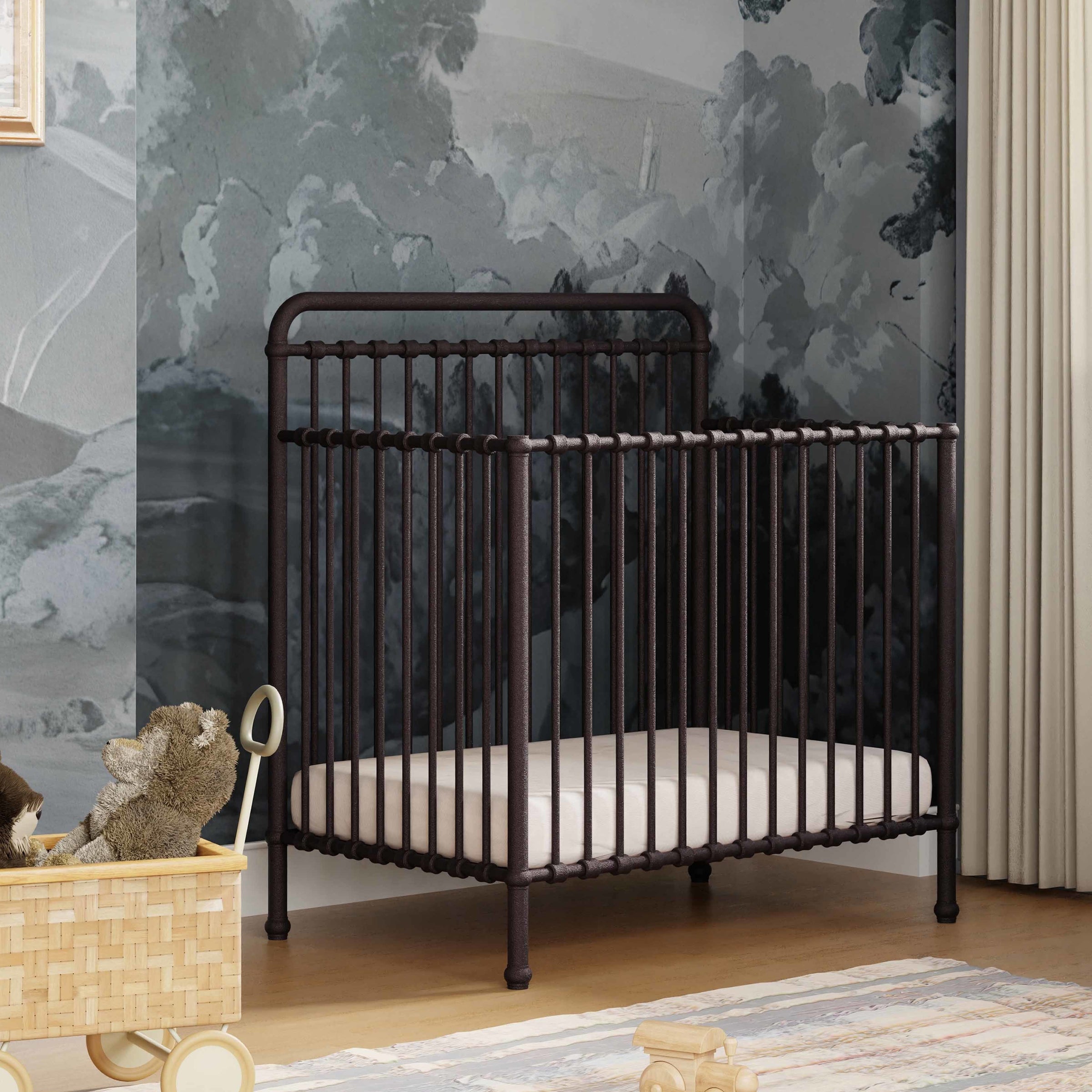 M15398UR,Winston 4-in-1 Convertible Mini Crib in Vintage Iron
