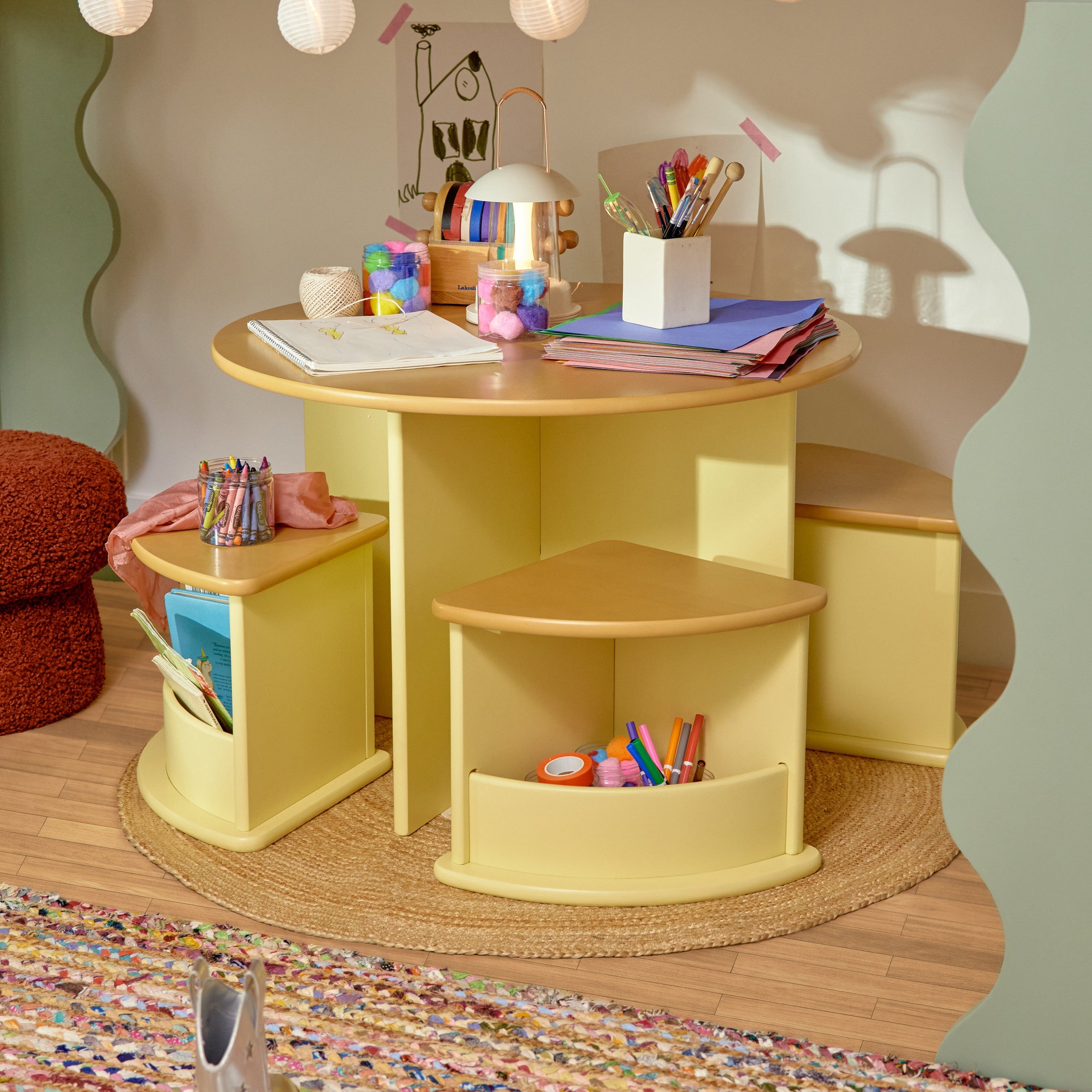 M31720PYHY,Nessa Nesting Play Table in Pale Yellow and Honey