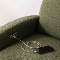 M23188OBLB,Nami Glider Recliner w/ Electronic Control and USB in Olive Boucle w/Light Wood Base