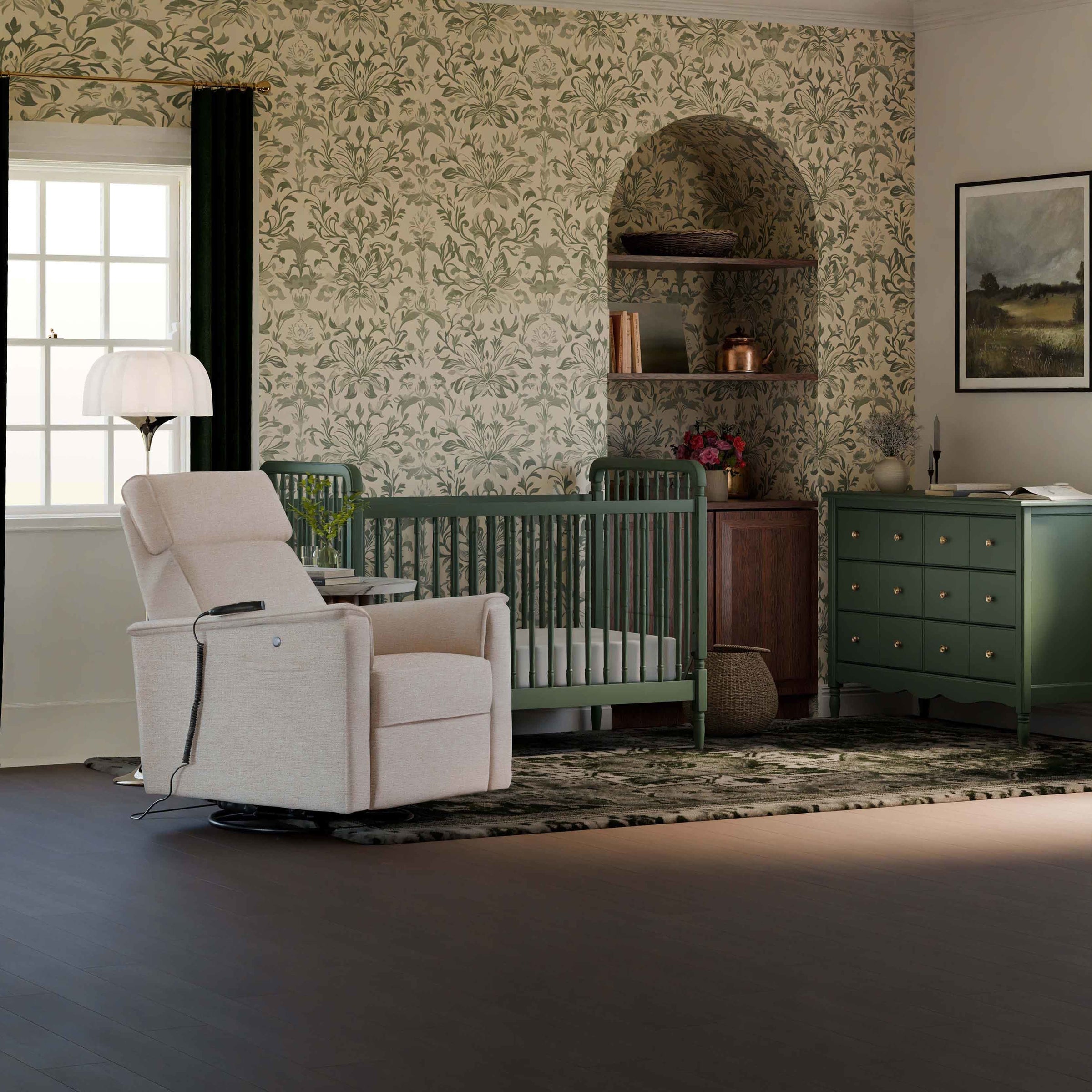 M17183PBEW,Willa Deluxe Power Glider Recliner w/Heat&Massage in Performance Beach Eco-Weave