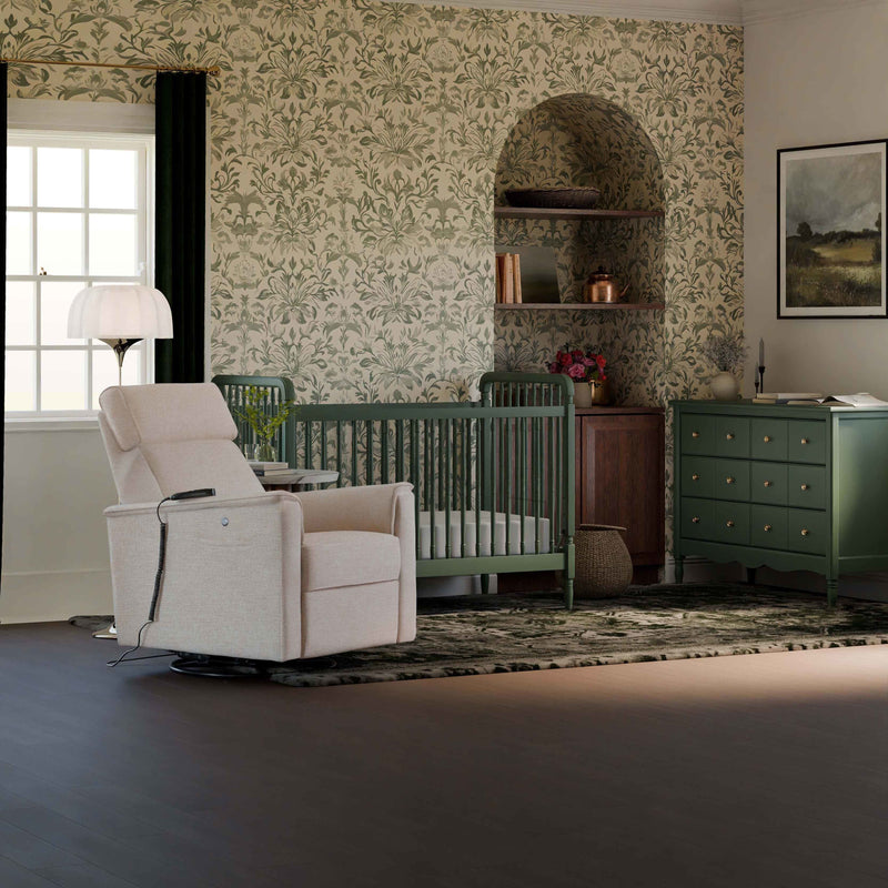 M17183PBEW,Willa Deluxe Power Glider Recliner w/Heat&Massage in Performance Beach Eco-Weave