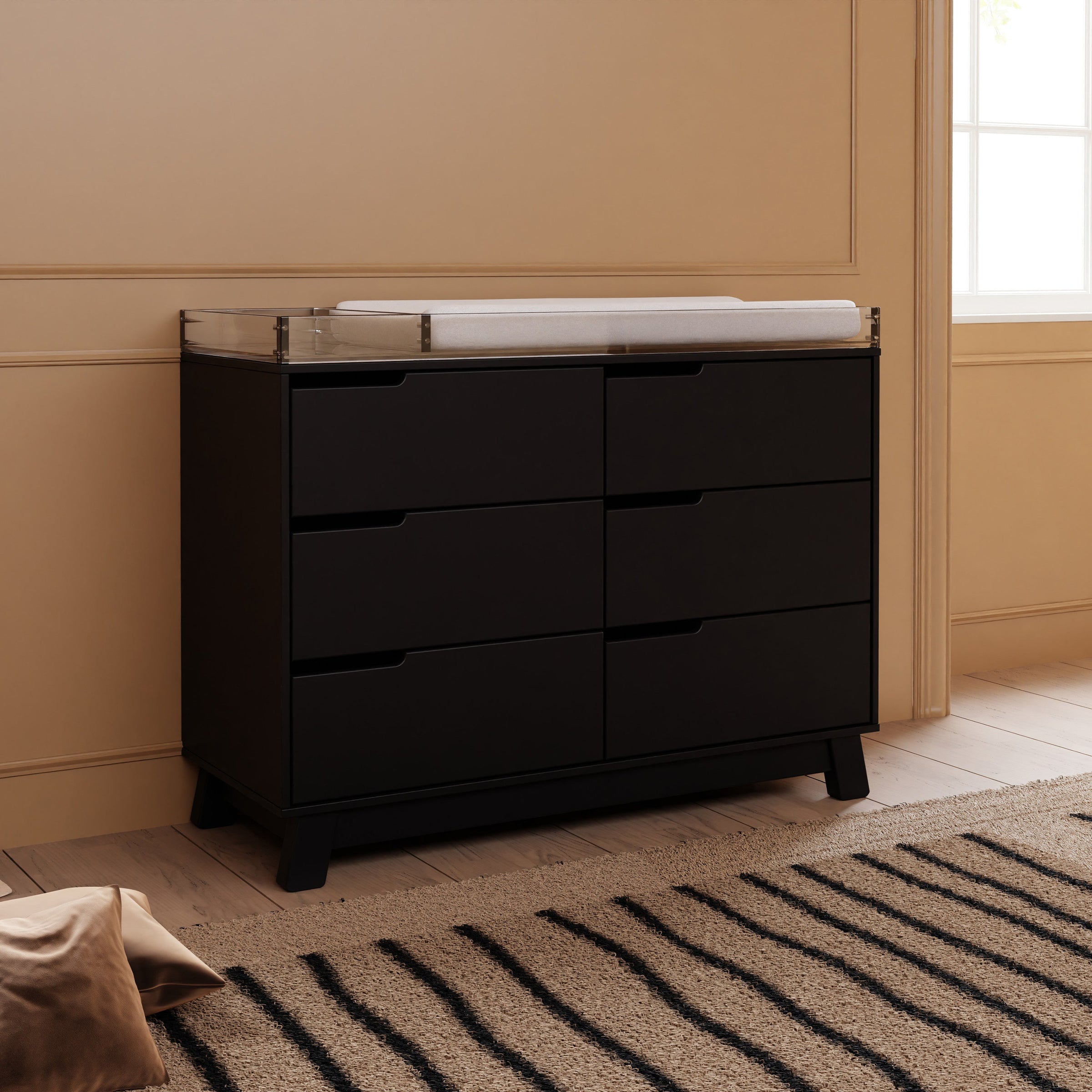 M4216B,Hudson 6-Drawer Double Dresser  Assembled in Black