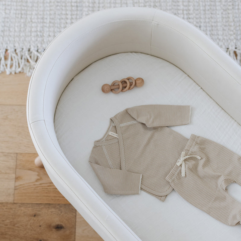 M26834GYLB,babyletto x GATHRE Capsule Bassinet in Ivory