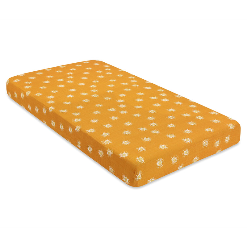 T26935,Golden Hour Muslin Crib Sheet in GOTS Certified Organic Cotton