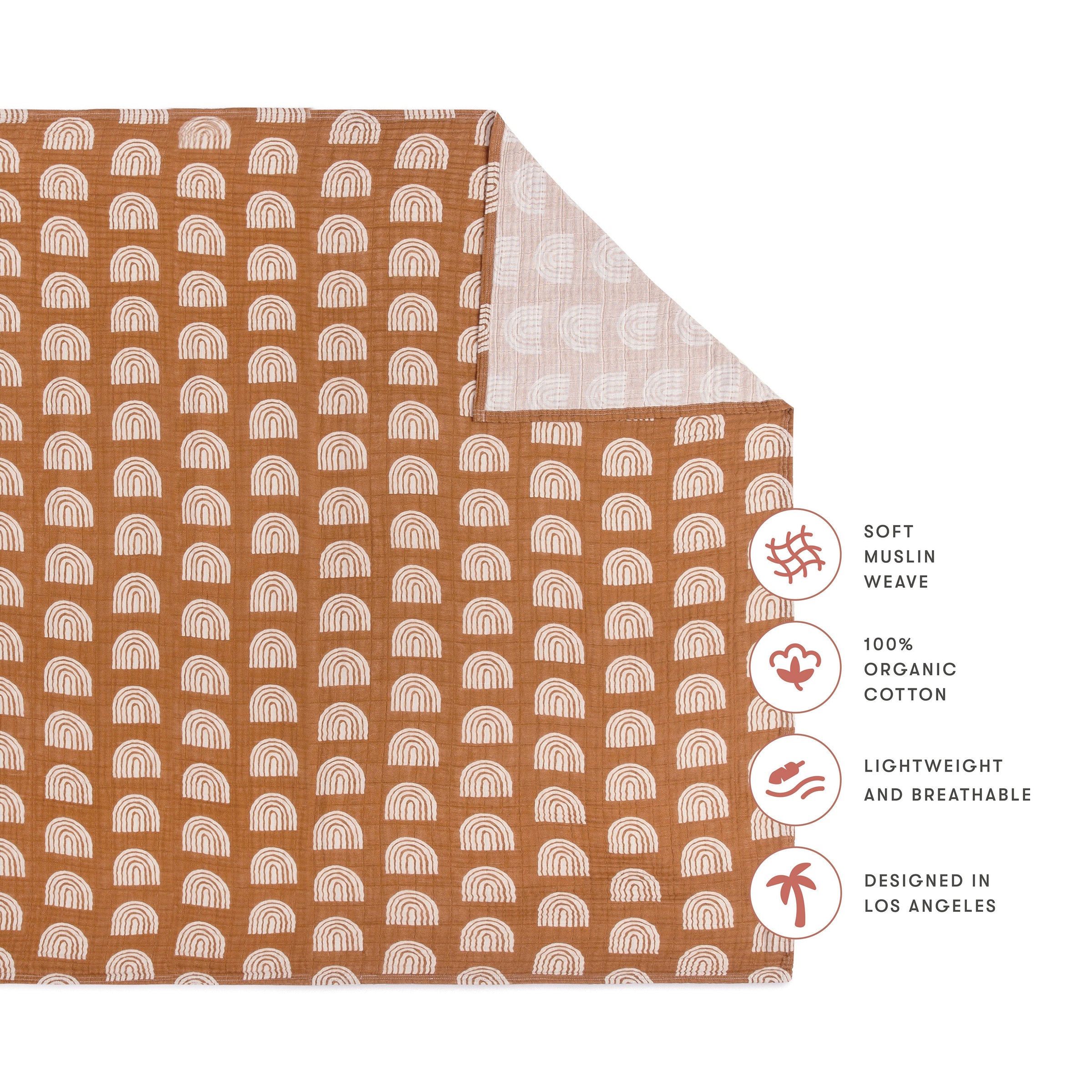 T29038,Rainbow Muslin Swaddle in GOTS Certified Organic Cotton