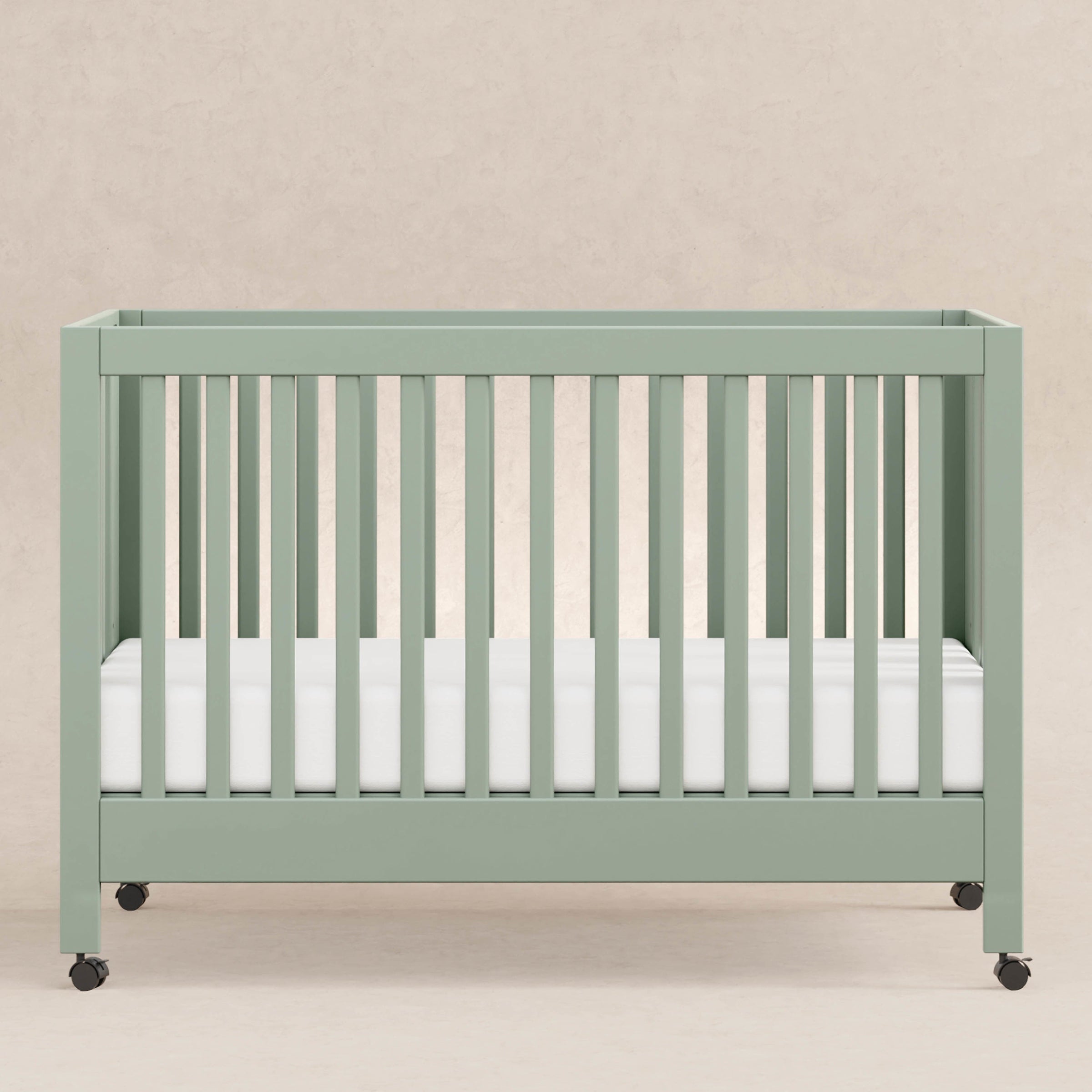 M6601LS,Maki Full Size Folding Crib w/ Toddler Bed Conversion Kit in Light Sage