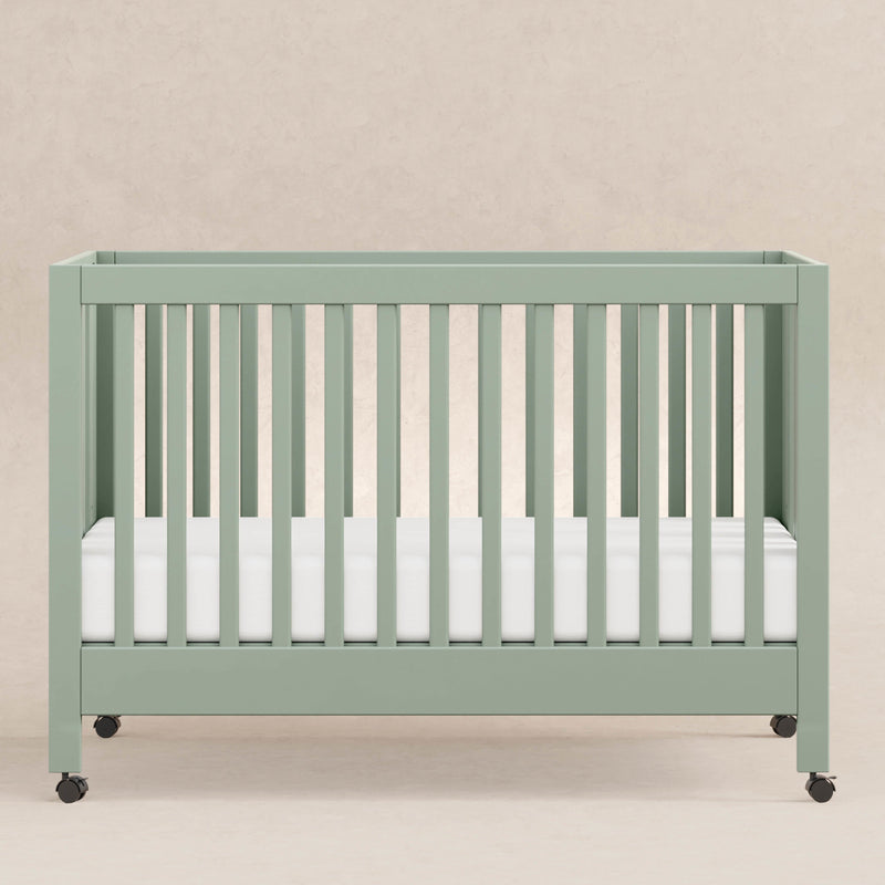M6601LS,Maki Full Size Folding Crib w/ Toddler Bed Conversion Kit in Light Sage