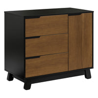 M4223BNL,Hudson 3-Drawer Changer Dresser w/Removable Changing Tray in Black/Natural Walnut