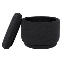 M22985BKB,Enoki Storage Ottoman in Black Boucle