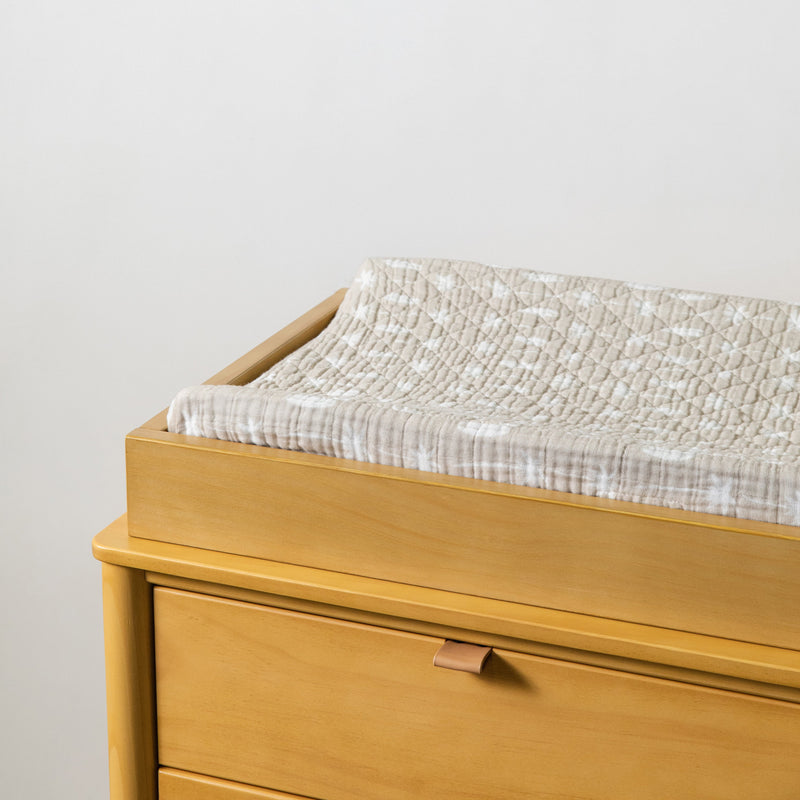 T27037,Beach Bum Quilted Muslin Changing Pad Cover in GOTS Certified Organic Cotton