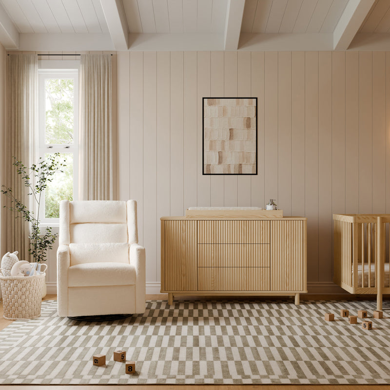 M11286PWB,Kiwi Plus Power Glider Recliner w/ Power Headrest in Performance Ivory Boucle