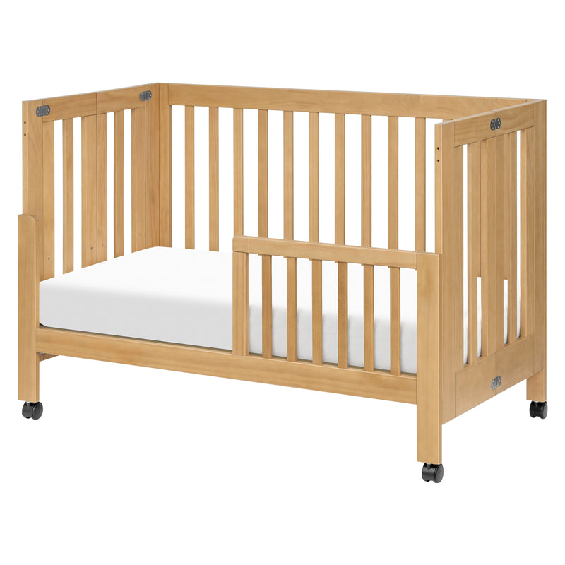 M6601HY,Maki Full-Size Folding Crib w/ Toddler Bed Conversion Kit in Honey