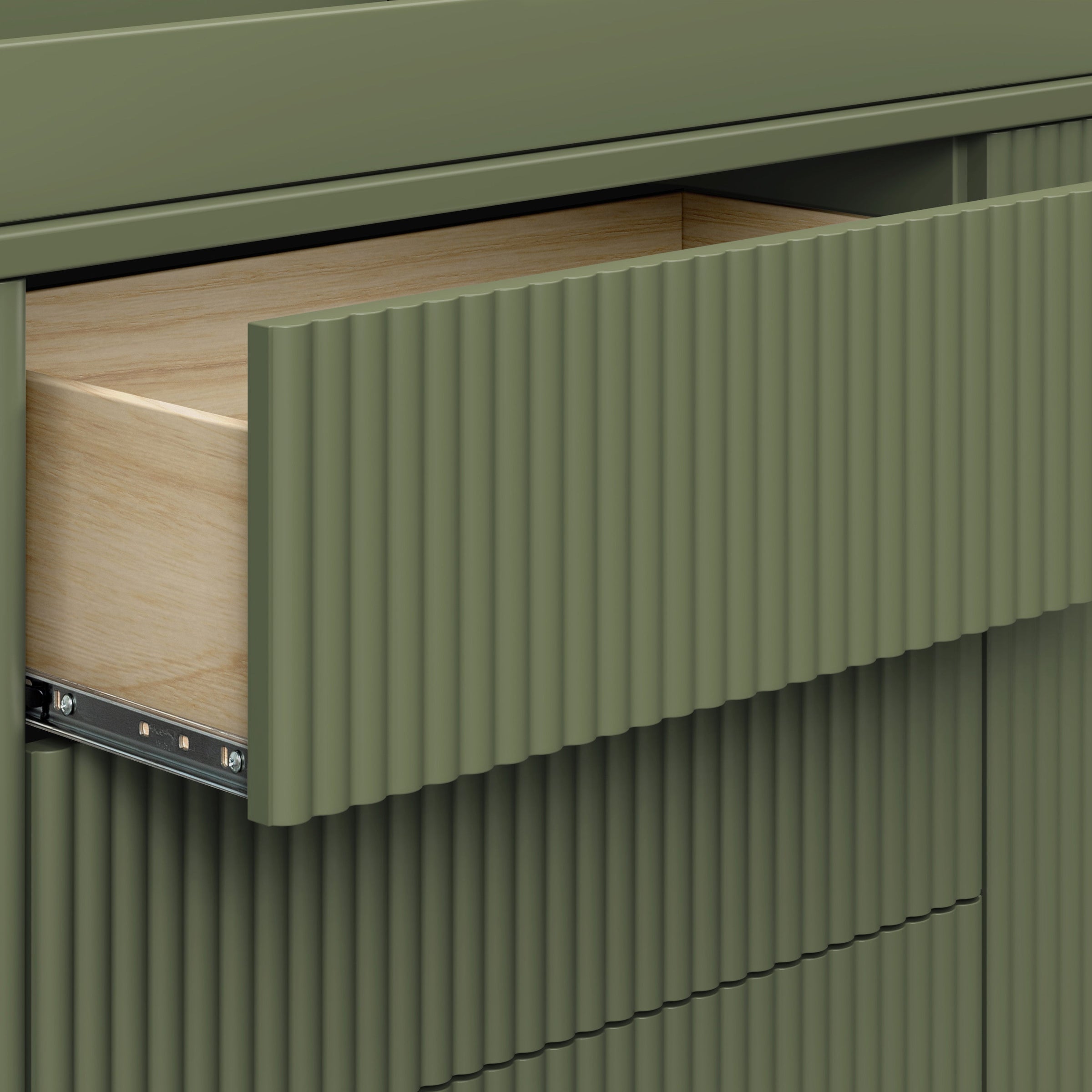 M29816OL,Pogo Tambour Assembled Dresser in Olive