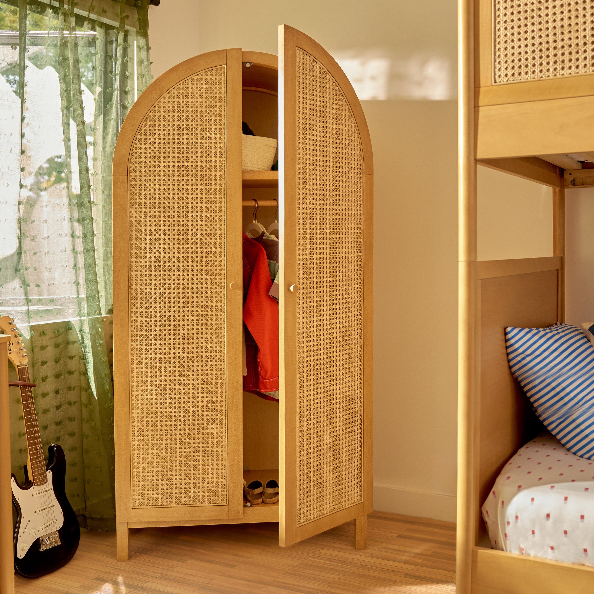 M25929HY,Bondi Cane Armoire  Assembled in Honey