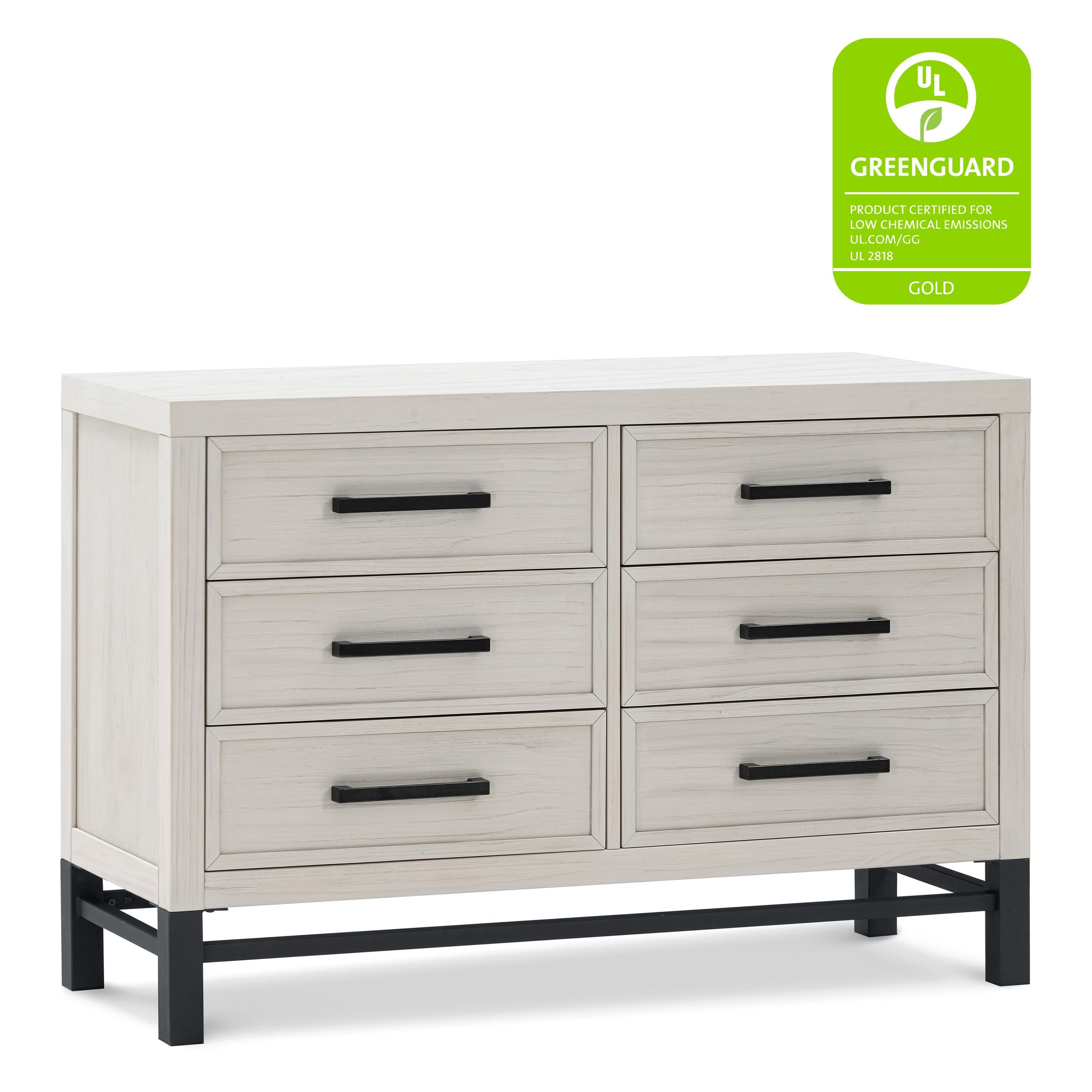 B25816WDF,Newbern 6-Drawer Assembled Dresser in White Driftwood