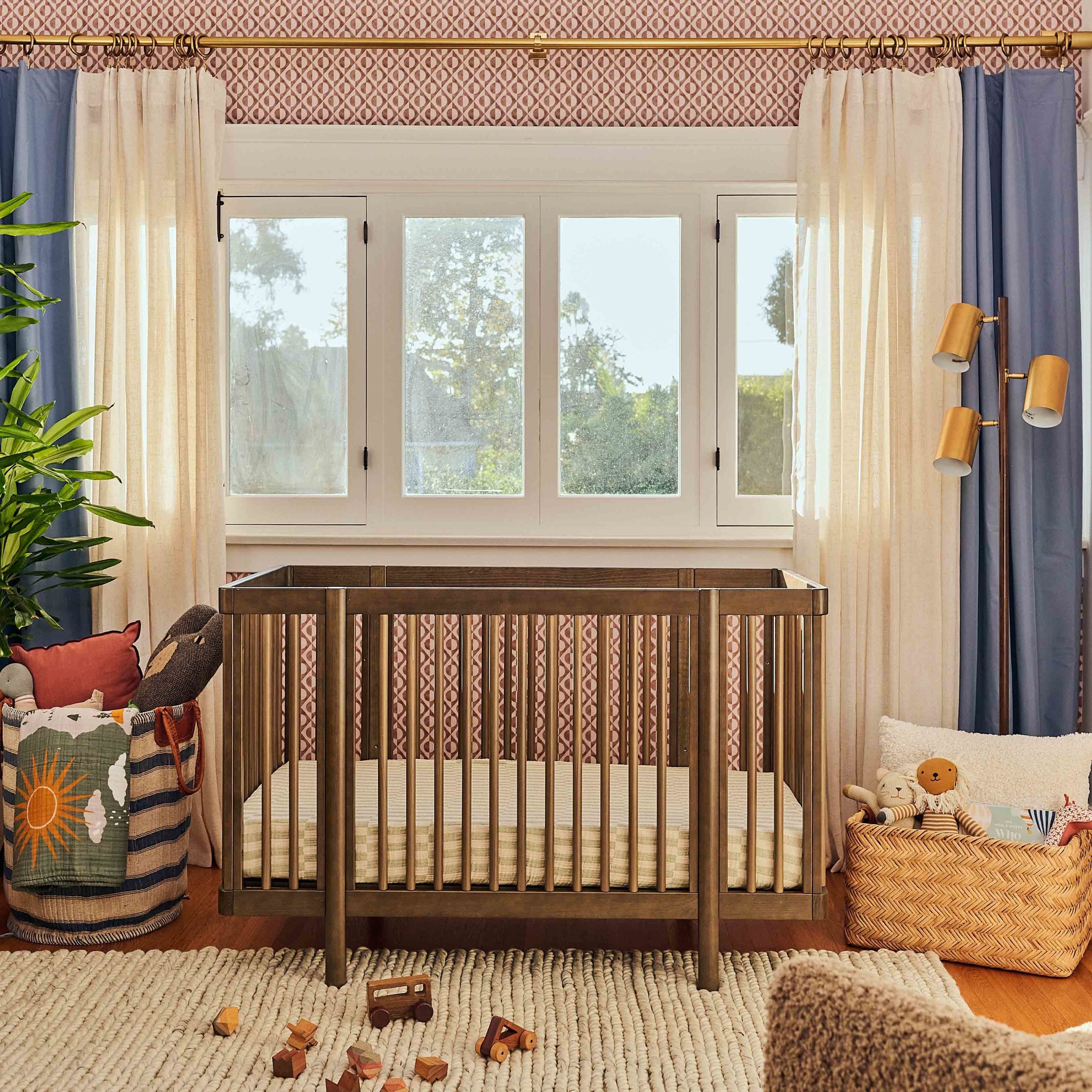 M29880NL,Pogo 8-in-1 Convertible Crib w/All-Stages Conversion Kits in Natural Walnut
