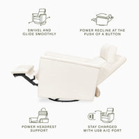 B17186YC,Willa Plus Power Glider Recliner w/ Power Headrest in Ivory Corduroy