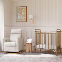 B17186WBLB,Willa Plus Power Glider Recliner w/ Power Headrest in Ivory Boucle with Light Wood Base