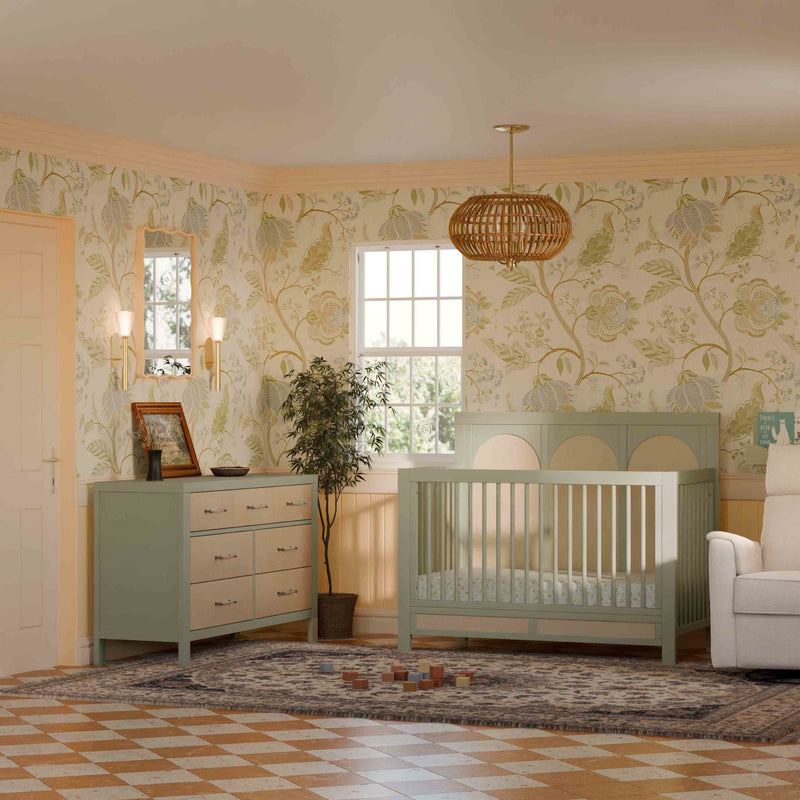 M24816FSPSEW,Eloise 7-Drawer Assembled Dresser in French Sage and Performance Sand Eco-Weave