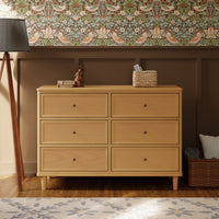 M23716HYHC,Marin with Cane 6 Drawer Assembled Dresser in Honey and Honey Cane