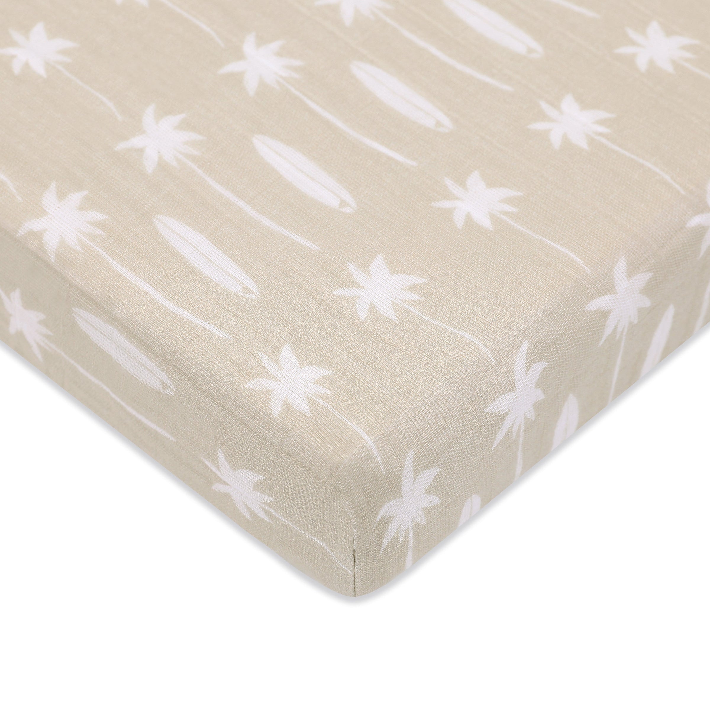 T27036,Beach Bum Muslin Mini Crib Sheet in GOTS Certified Organic Cotton