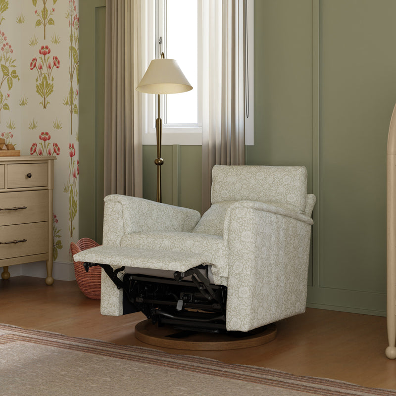 M17186MADB,Willa Plus Power Glider Recliner w/ Power Headrest in Mallow in Ash w/ Dark Wood Base