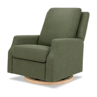 M22287OBLB,Crewe Recliner and Swivel Glider in Olive Boucle w/Light Wood Base