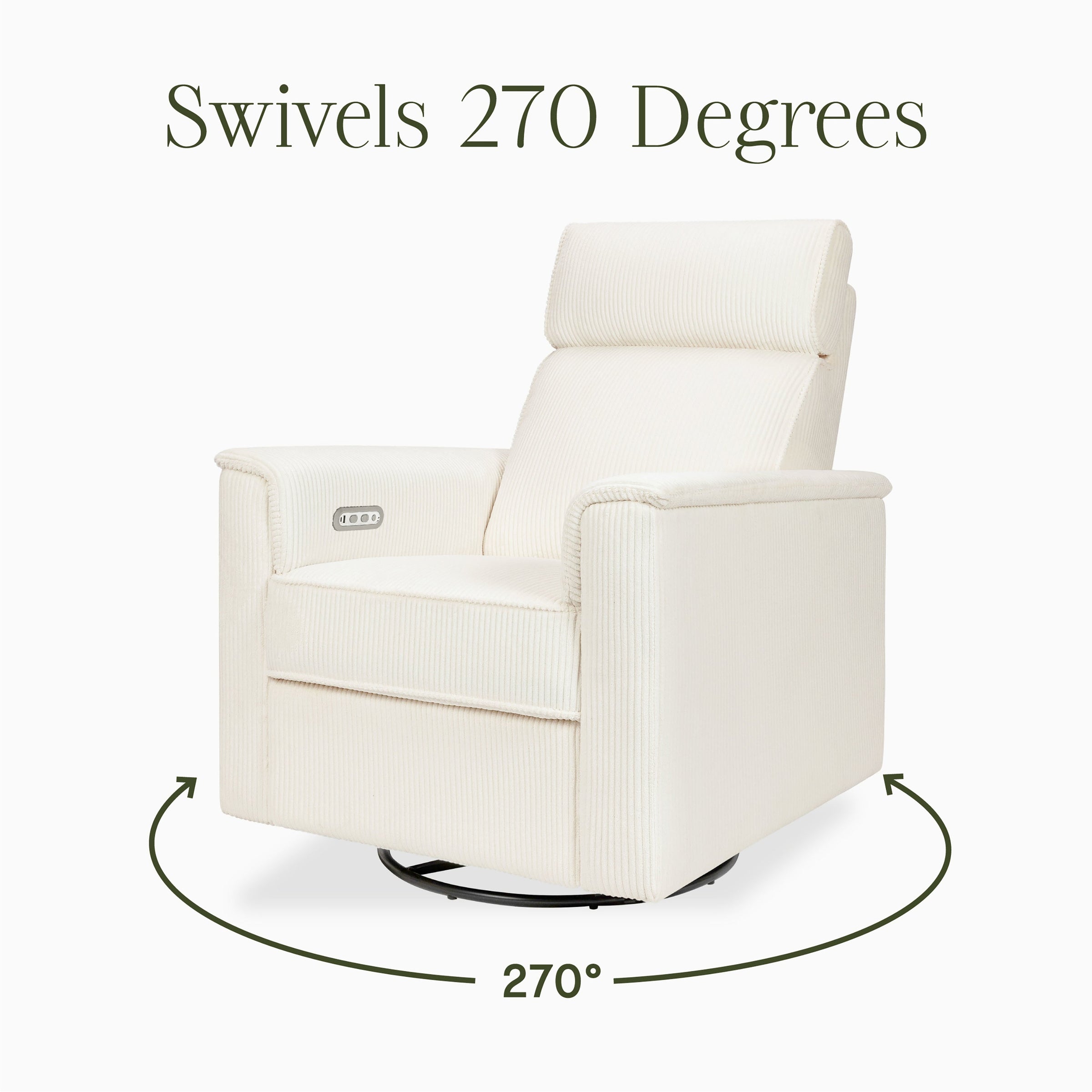 B17186YC,Willa Plus Power Glider Recliner w/ Power Headrest in Ivory Corduroy
