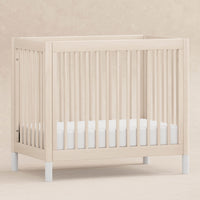 M12998NXW,Gelato 4-in-1 Convertible Mini Crib and Twin bed in Washed Natural Finish w/White Feet
