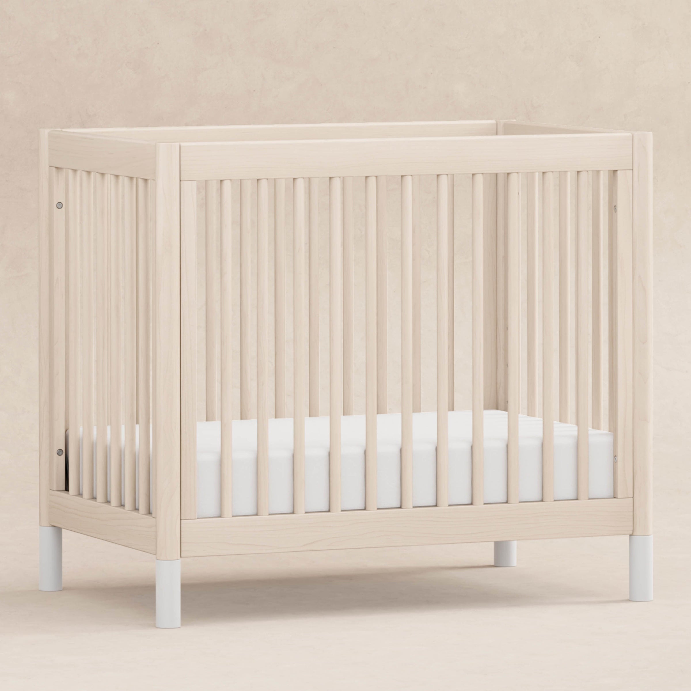 M12998NXW,Gelato 4-in-1 Convertible Mini Crib and Twin bed in Washed Natural Finish w/White Feet