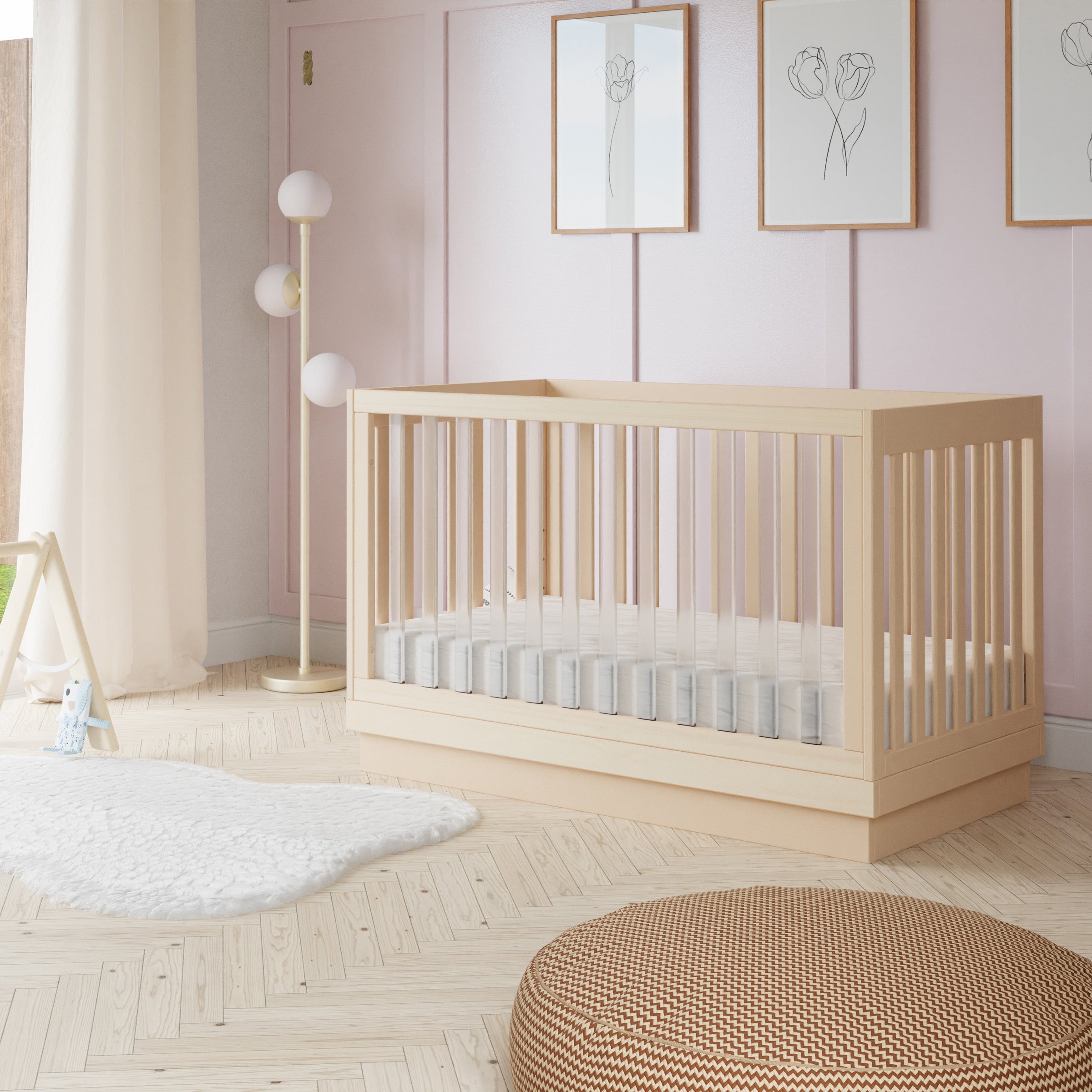 M8601KNX,Harlow 3-in-1 Convertible Crib w/Toddler Bed Conversion Kit in Washed Natural/