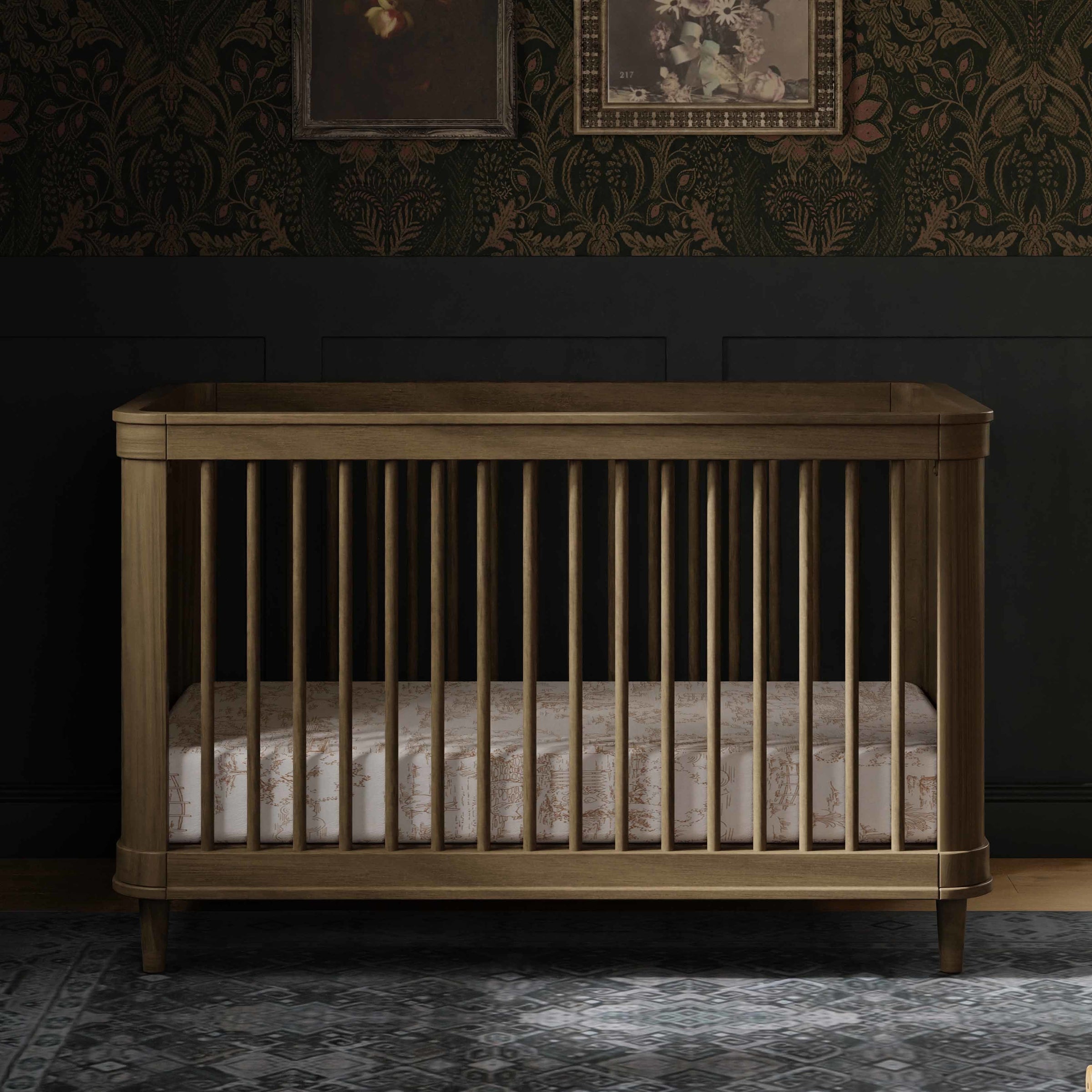 M23701NLBC,Marin with Cane 3-in-1 Convertible Crib in Natural Walnut and Blonde Cane