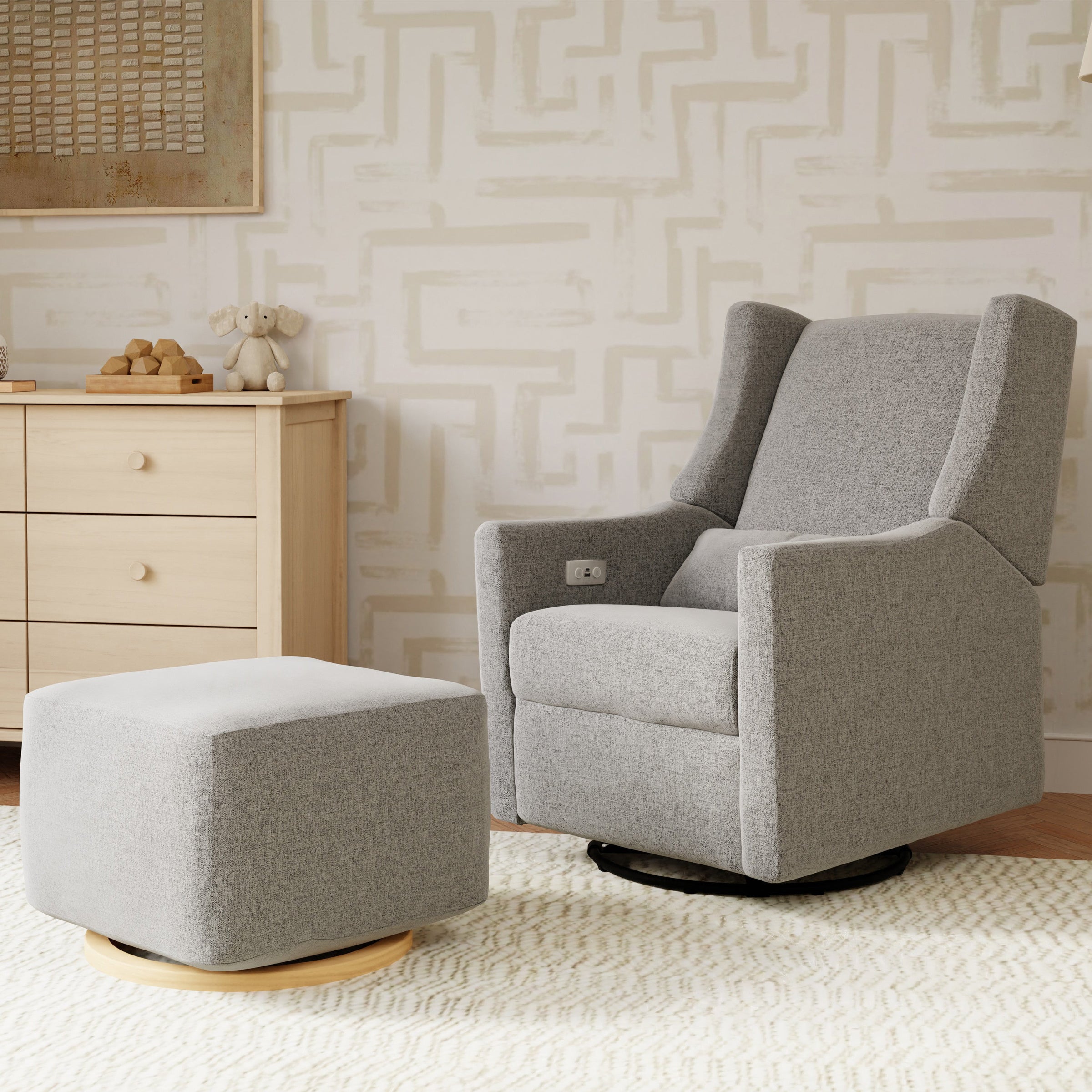 M11288PGEW,Kiwi Glider Recliner w/ Electronic Control and USB in Performance Grey Eco-Weave